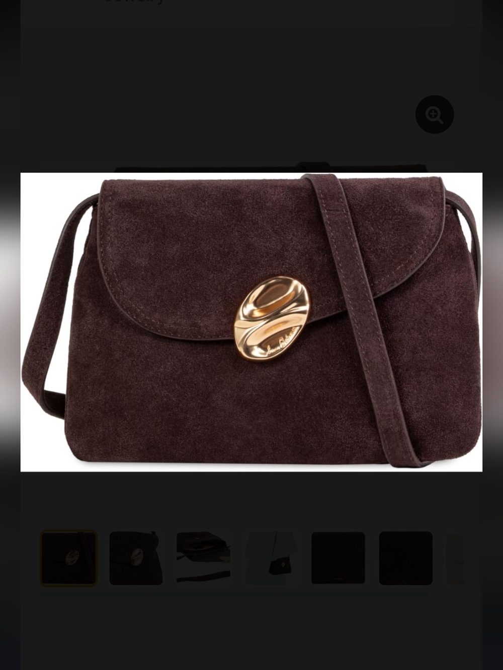 Chocolate Brown Leather Suede Bag with Gold Accent